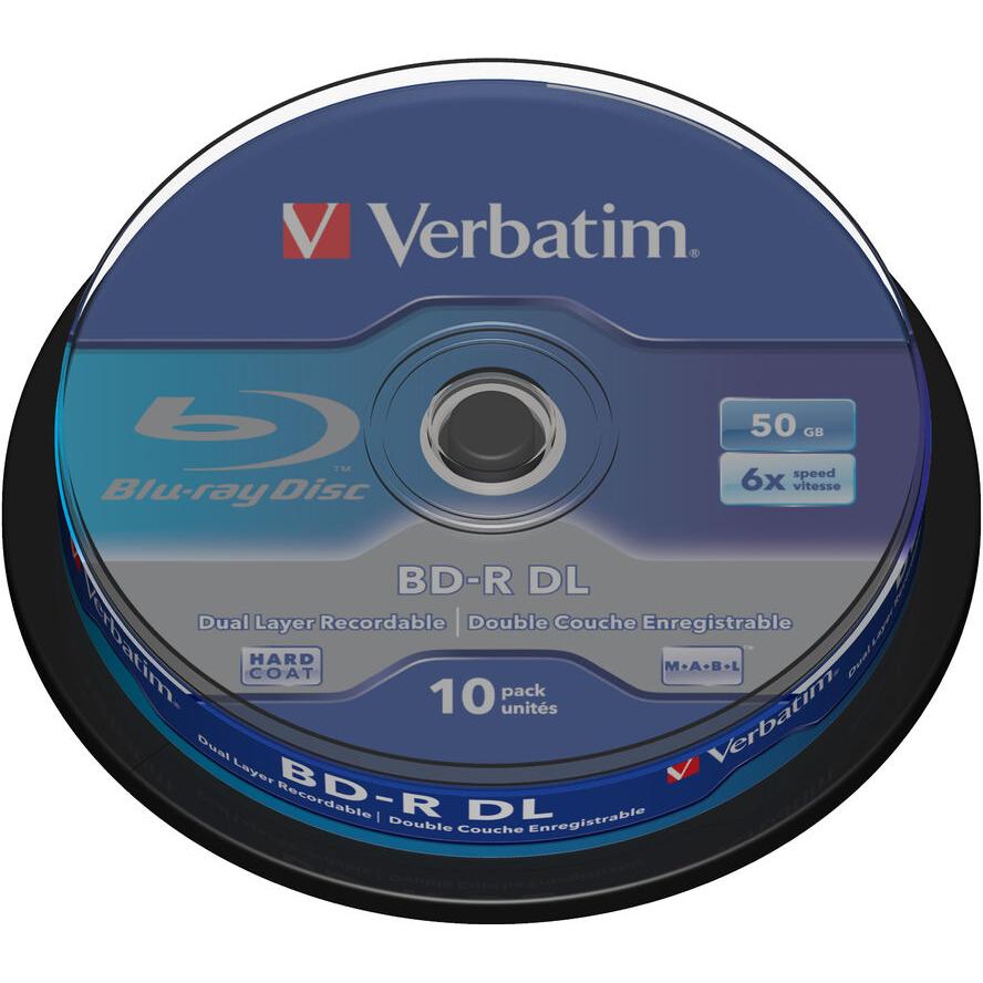 Bluray Verbatim 50GB 10pcs Spindel 6x White Blue