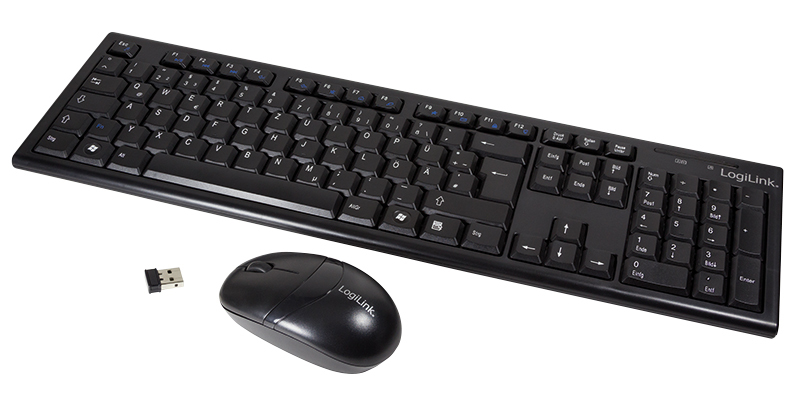 LogiLink Tastatur Wireless 2,4GHz mit Maus black