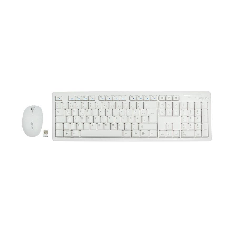 LogiLink Tastatur Wireless 2,4GHz mit Maus white