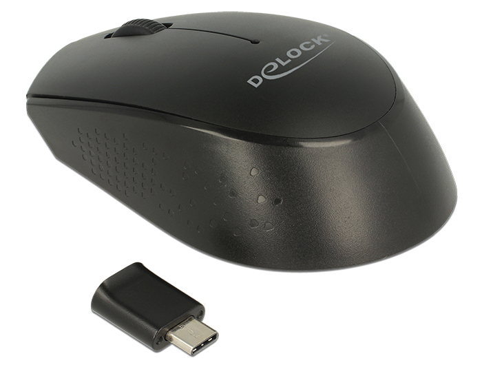DELOCK Optische 3-Tasten Mini-Maus USB-C 2.4GHz wireless