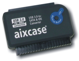 aixcase USB 3.0-to-SATA&/IDE-Konverter OTB, mit Netzteil TÜV