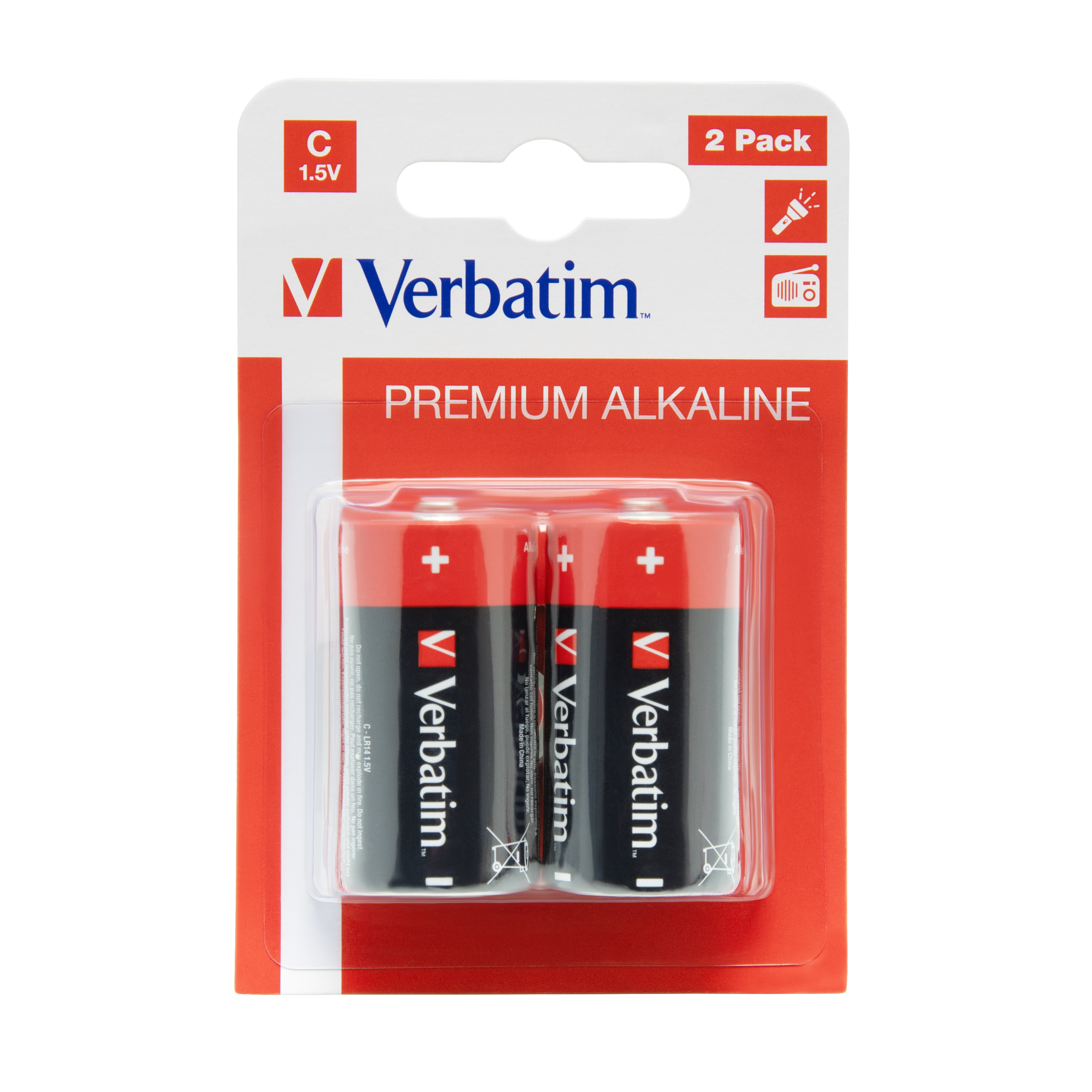 Batterie C Verbatim Alkalibatterien 2er Pack extern retail