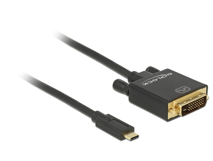 DELOCK USB-Kabel Typ C -> DVI(24+1) St/Bu 4K 30 Hz 1,0m sw