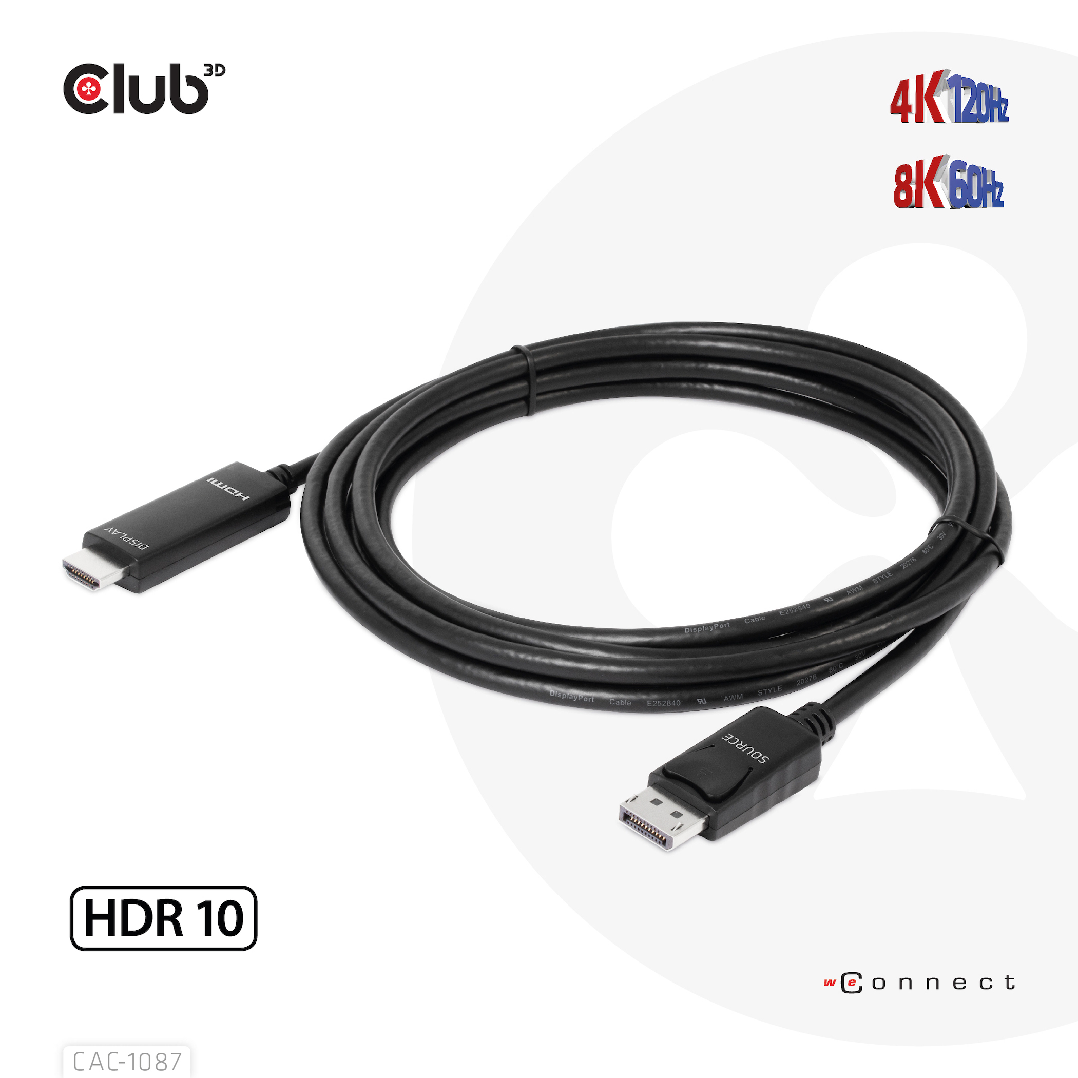 Club3D Kabel DisplayPort 1.4 > HDMI HDR 8K60Hz aktiv 3m retail
