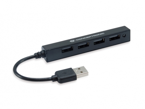 CONCEPTRONIC USB-Hub 4-Port 2.0 ->4x2.0 o.Netzteil sw