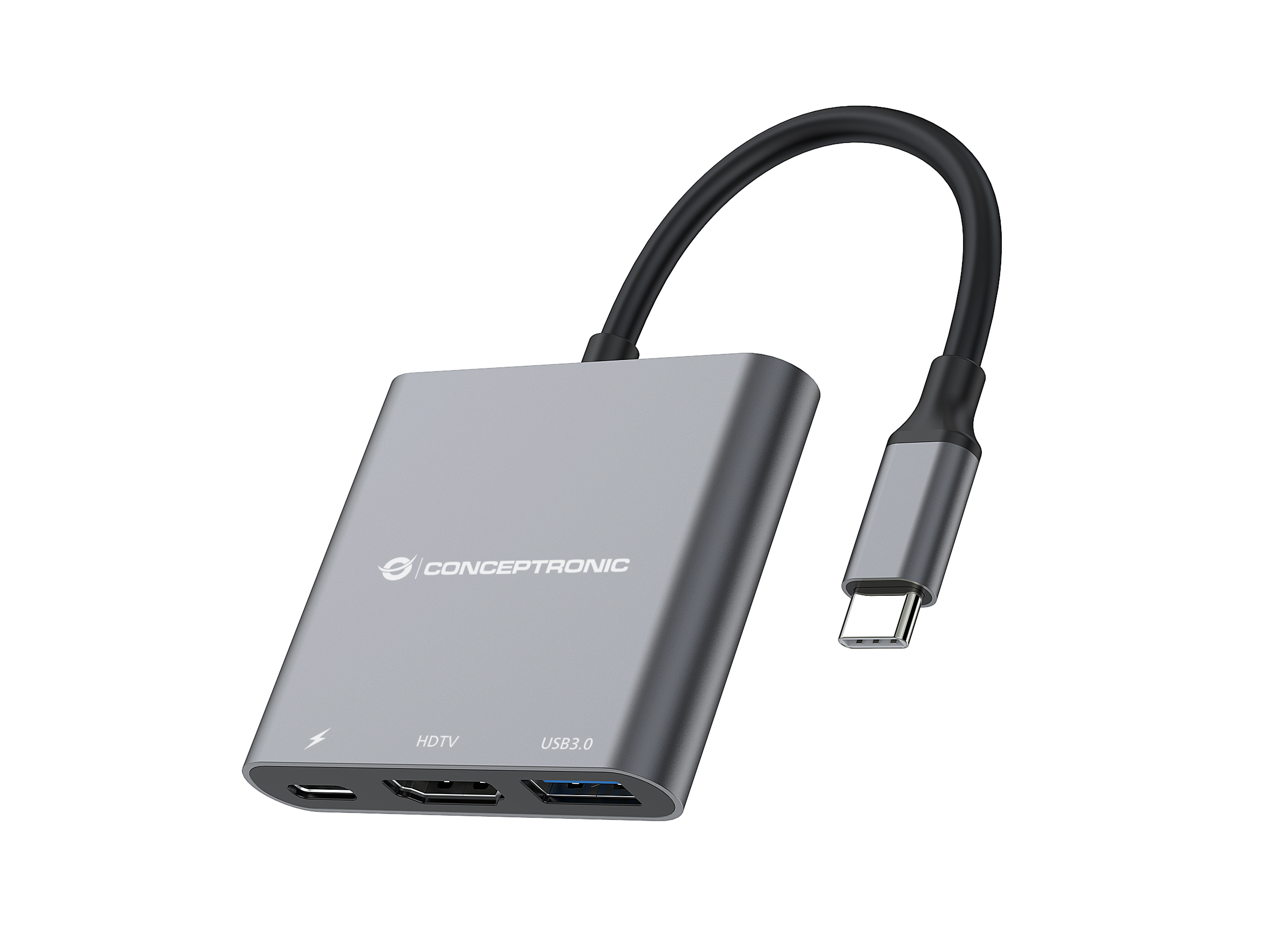 CONCEPTRONIC Adapter USB-C -> HDMI,2xUSB3.0,PD,SD 0.15m