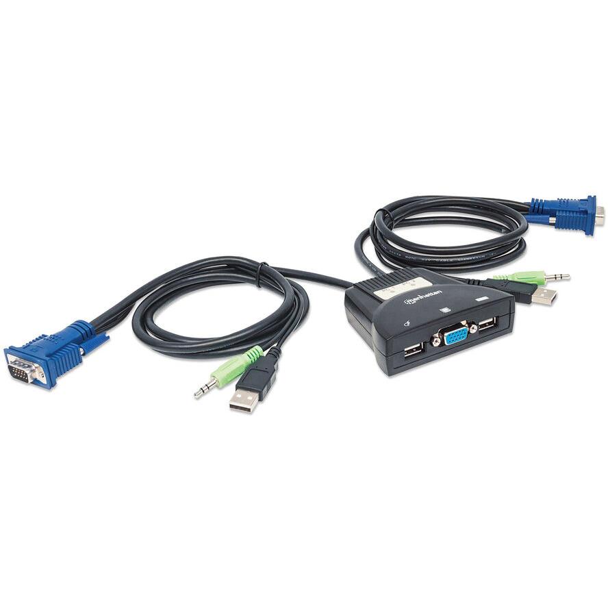 Manhattan KVM Switch 2-Port USB inkl. Kabeln schwarz