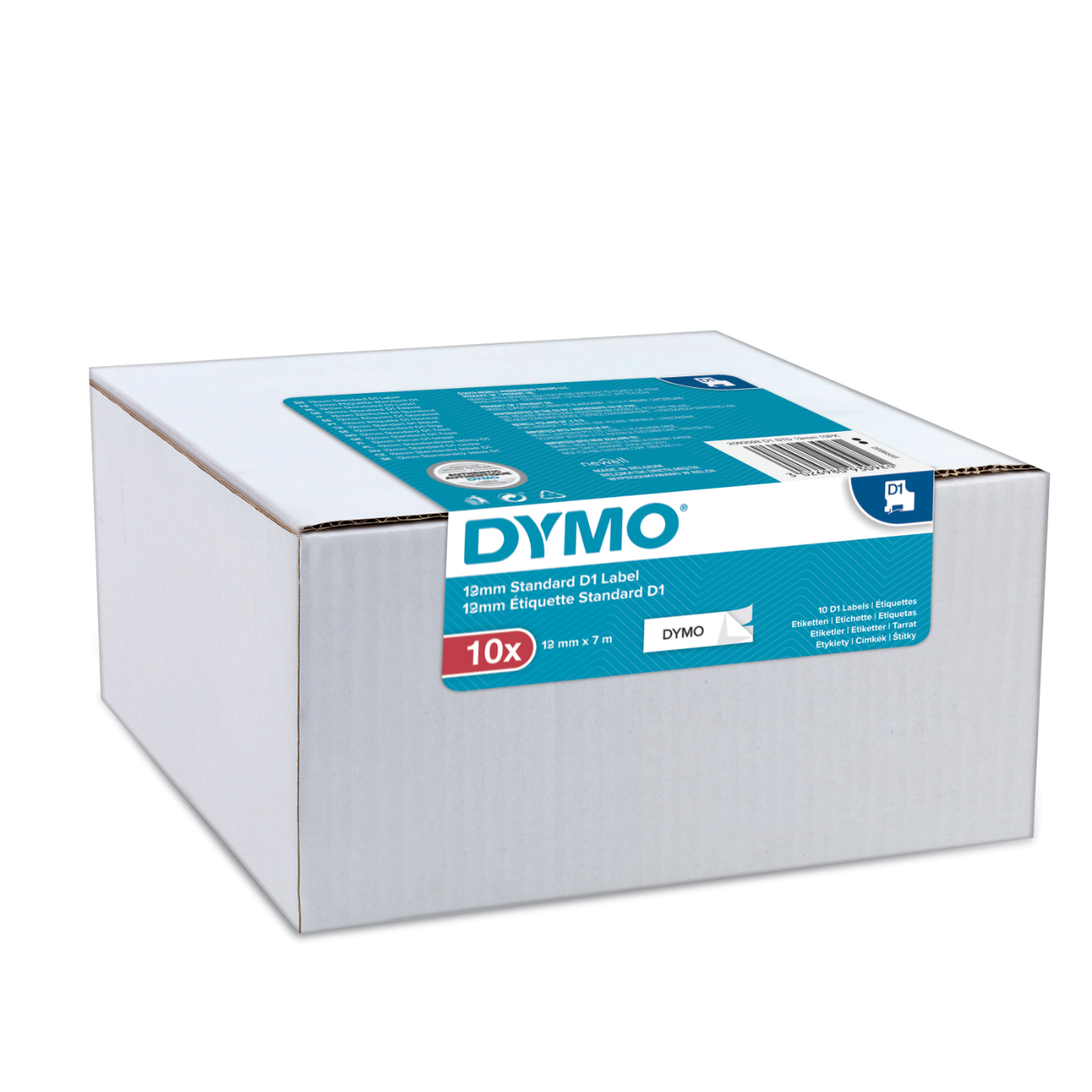 DYMO D1 Polyesterband 45013 12mmx7.0m schw.->weiß 10er PACK