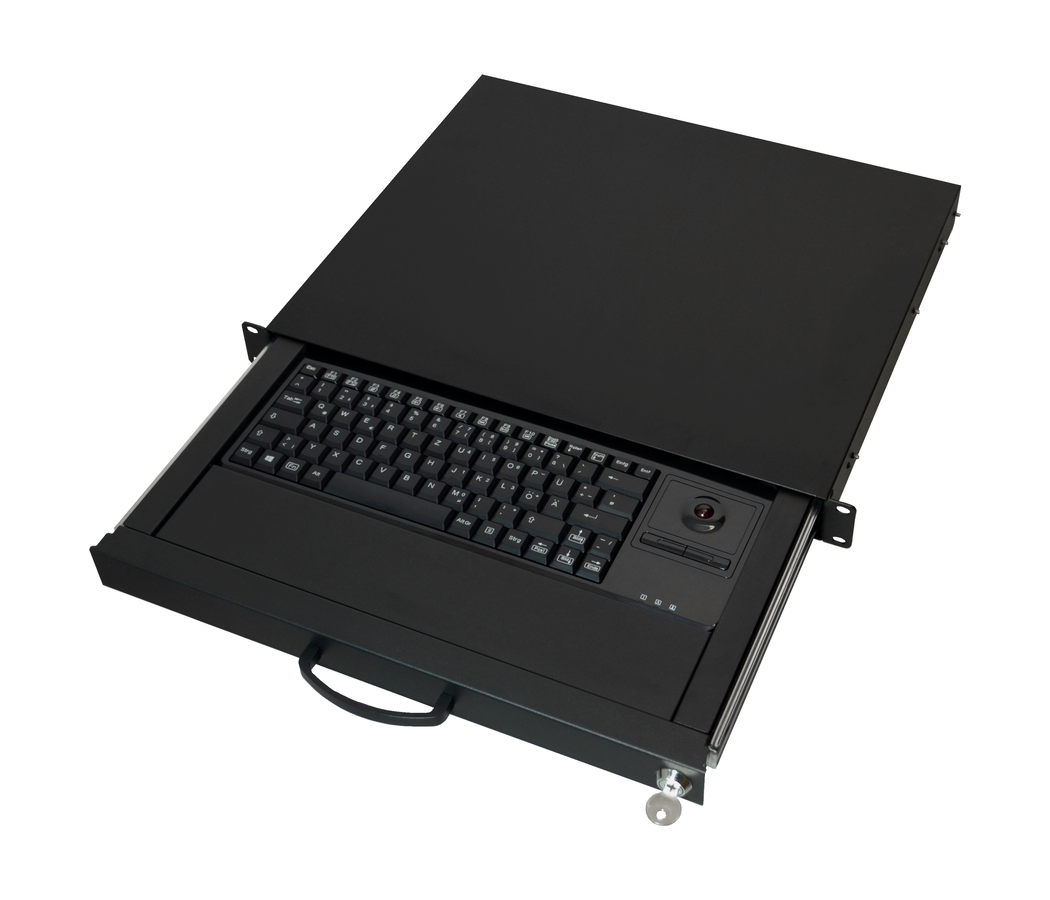 aixcase 19 Rack 1U Tastatur DE Trackball PS2&USB schwarz