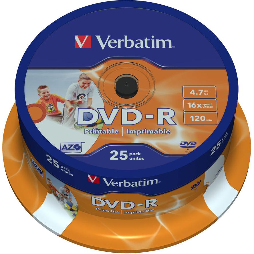 DVD-R Verbatim 4,7GB 25pcs Pack Spin.WideP.PS 16x