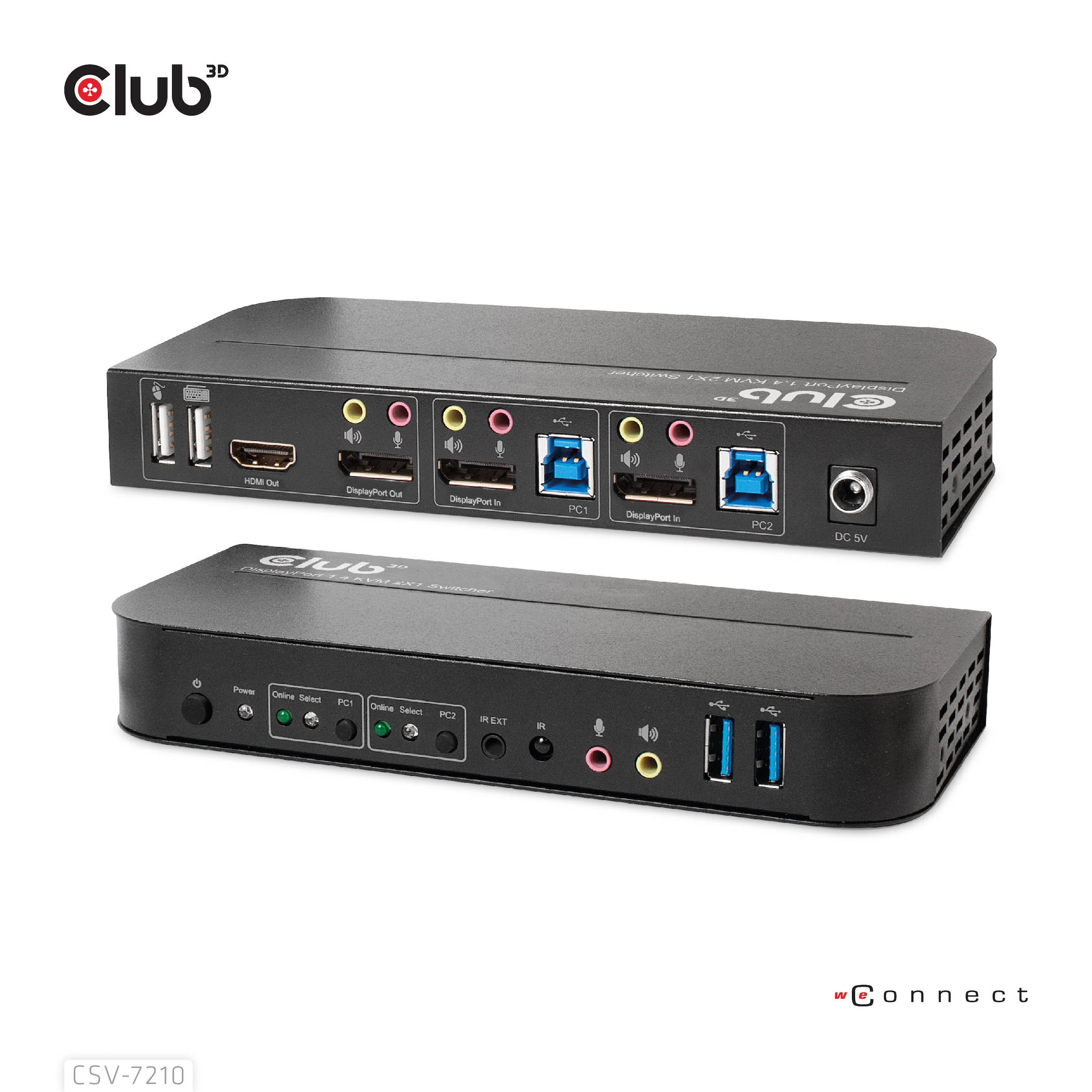 Club3D KVM Switch 4K60Hz 2x DP > HDMI oder DP/2xUSB/Audio