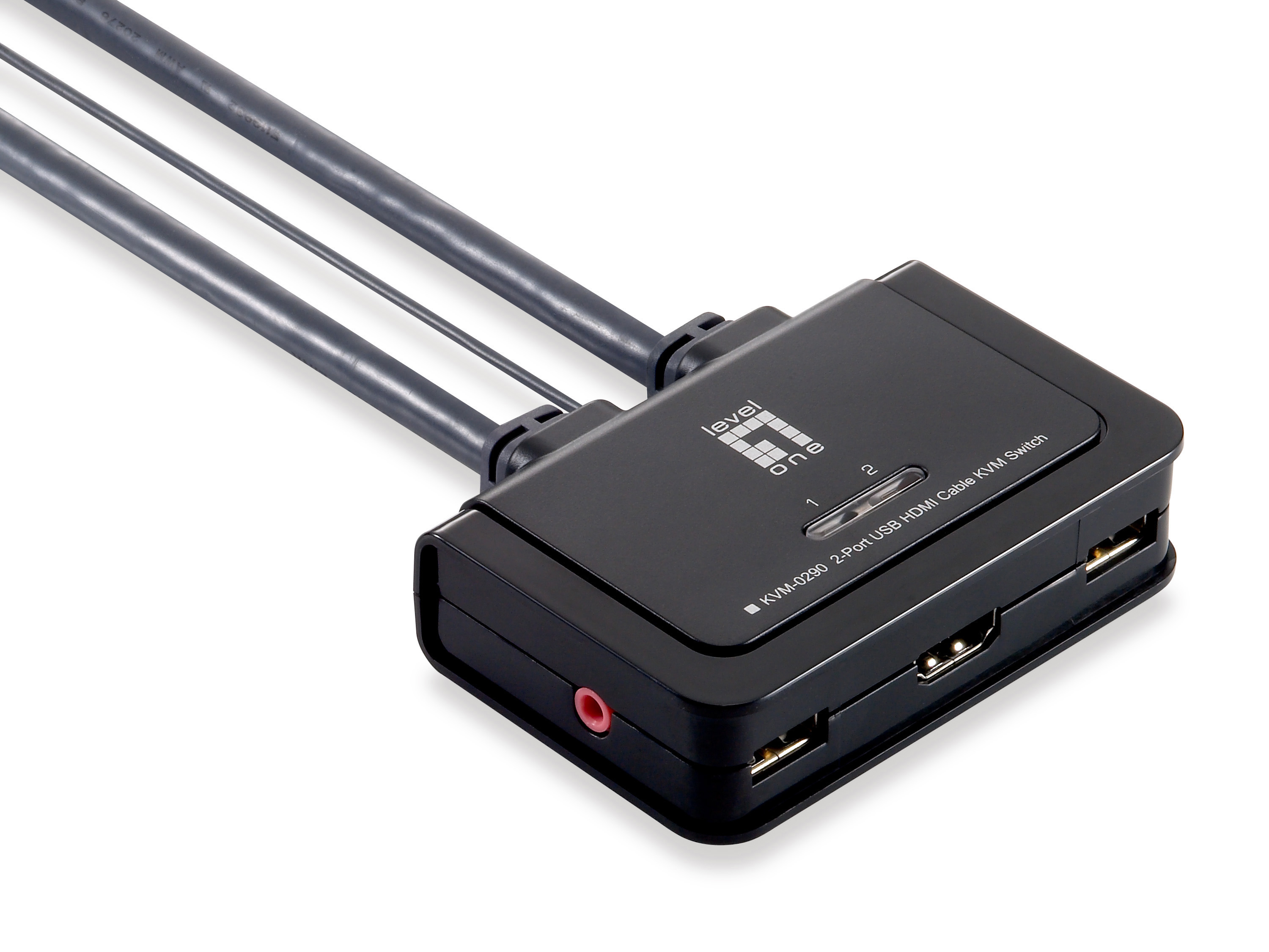 LevelOne KVM Switch 0290 2-Port Kabel, HDMI, USB, Audio