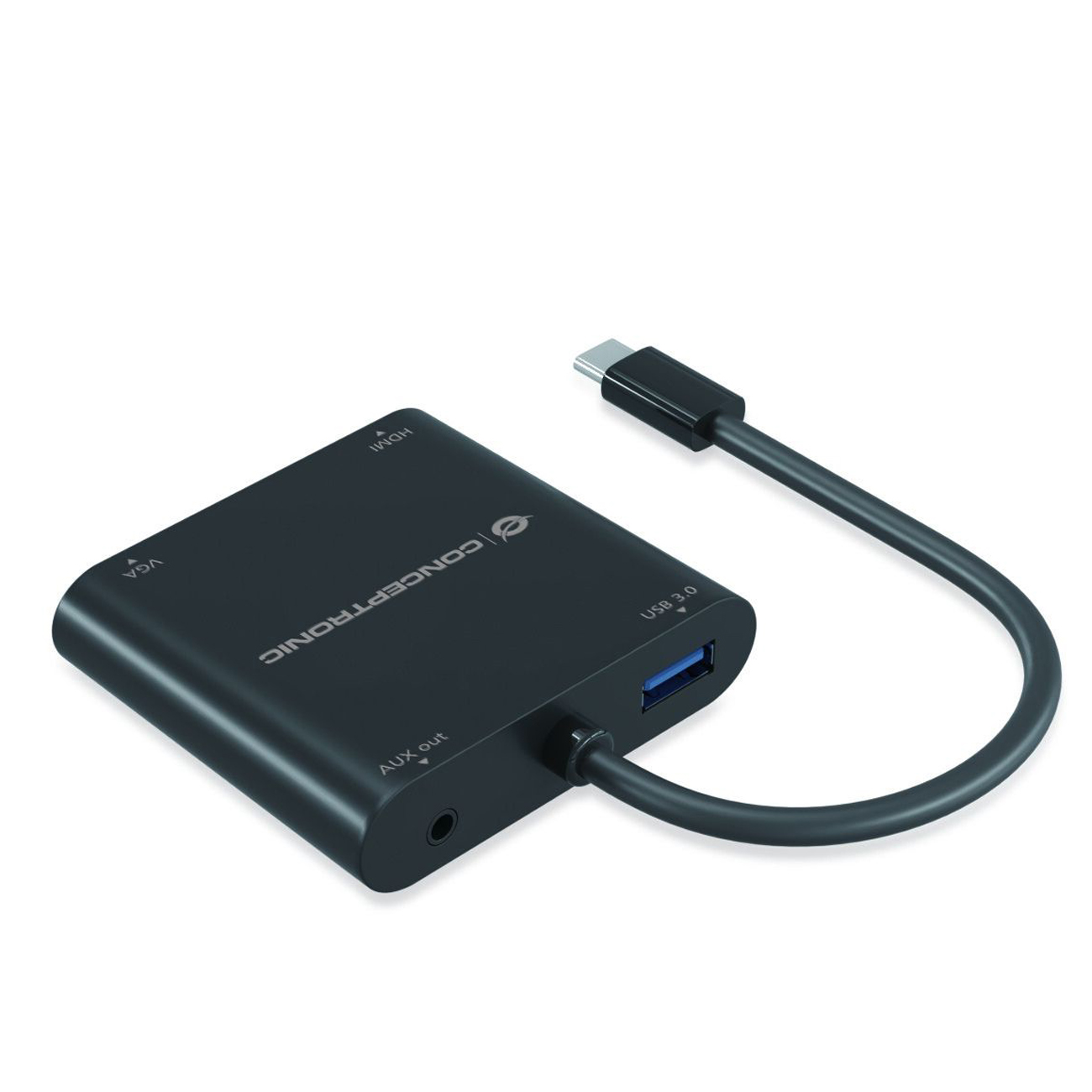 CONCEPTRONIC Adapter USB-C -> HDMI,VGA,USB3.0,AUX 0.20m sw