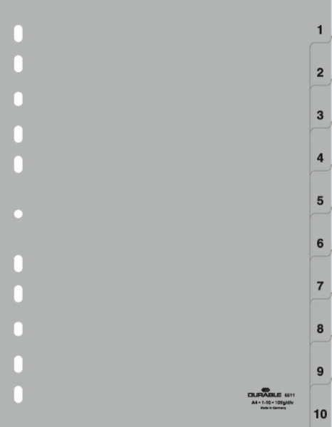DURABLE Zahlenregister (A4 geprägte Taben 1-10 PP volldecke