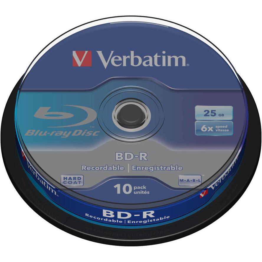 Bluray Verbatim 25GB 10pcs Spindel 6x White Blue Surface