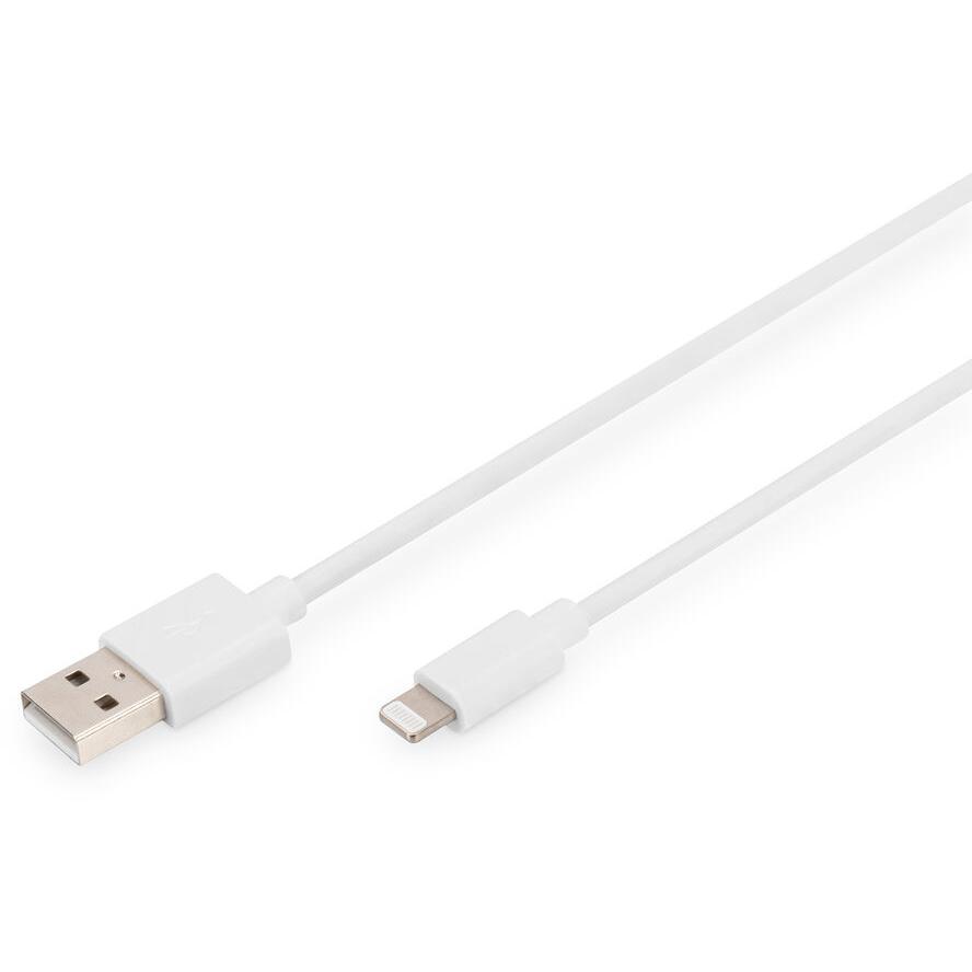 DIGITUS USB Kabel 2.0 A St. -> Lightning St., MFI 2M weiß