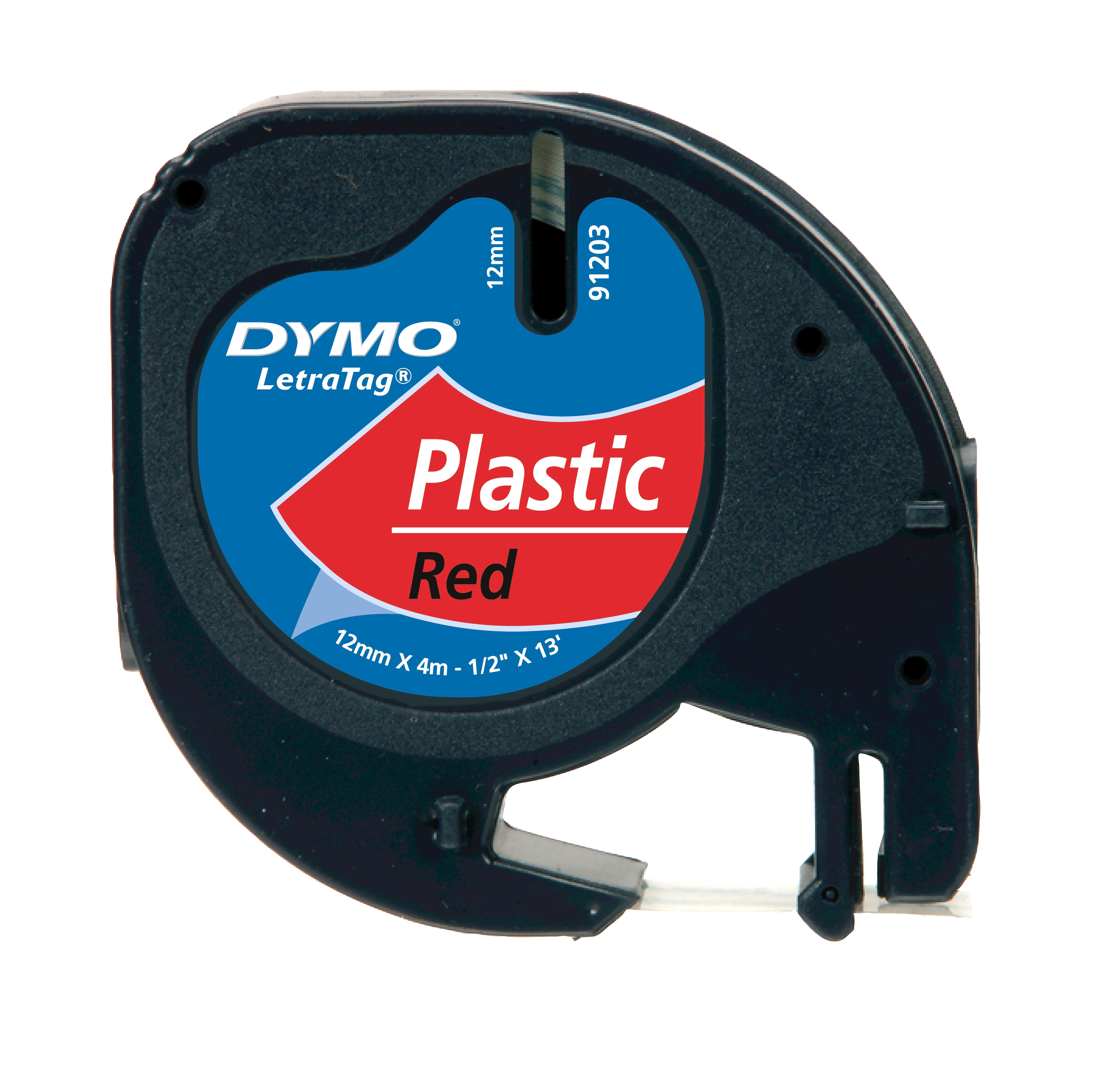 DYMO LetraTag-Band, Plastik 12mm x 4m schwarz auf rot