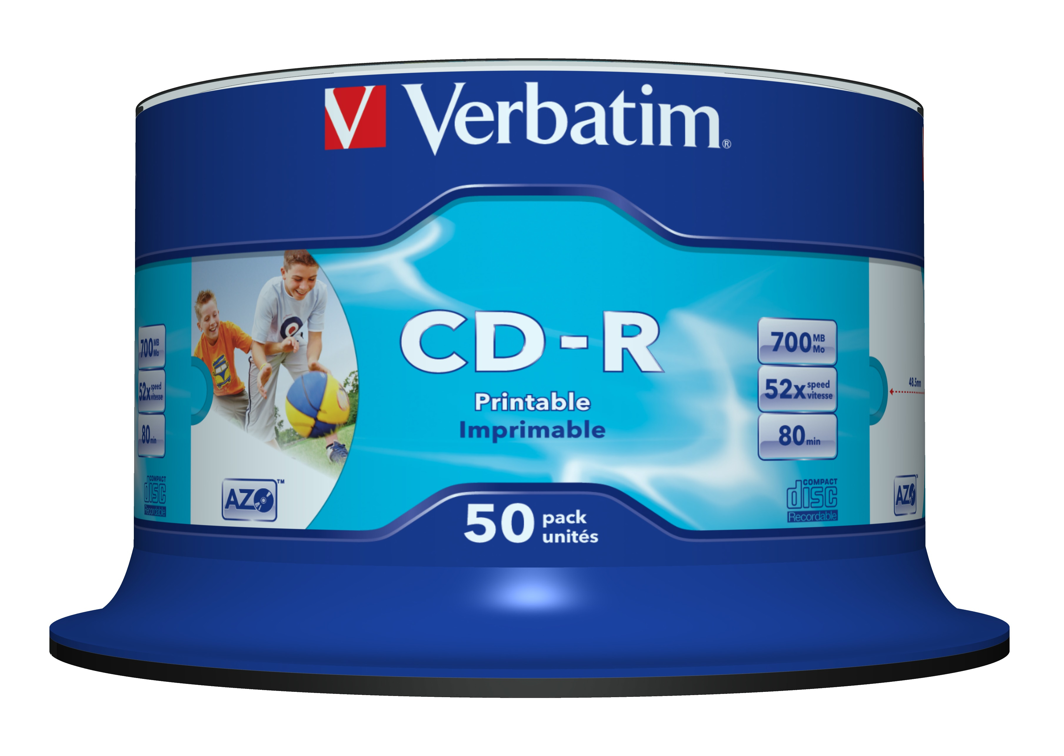 CD-R Verbatim 700MB 50pcs Pack 52x Spindel azo wide printab retail