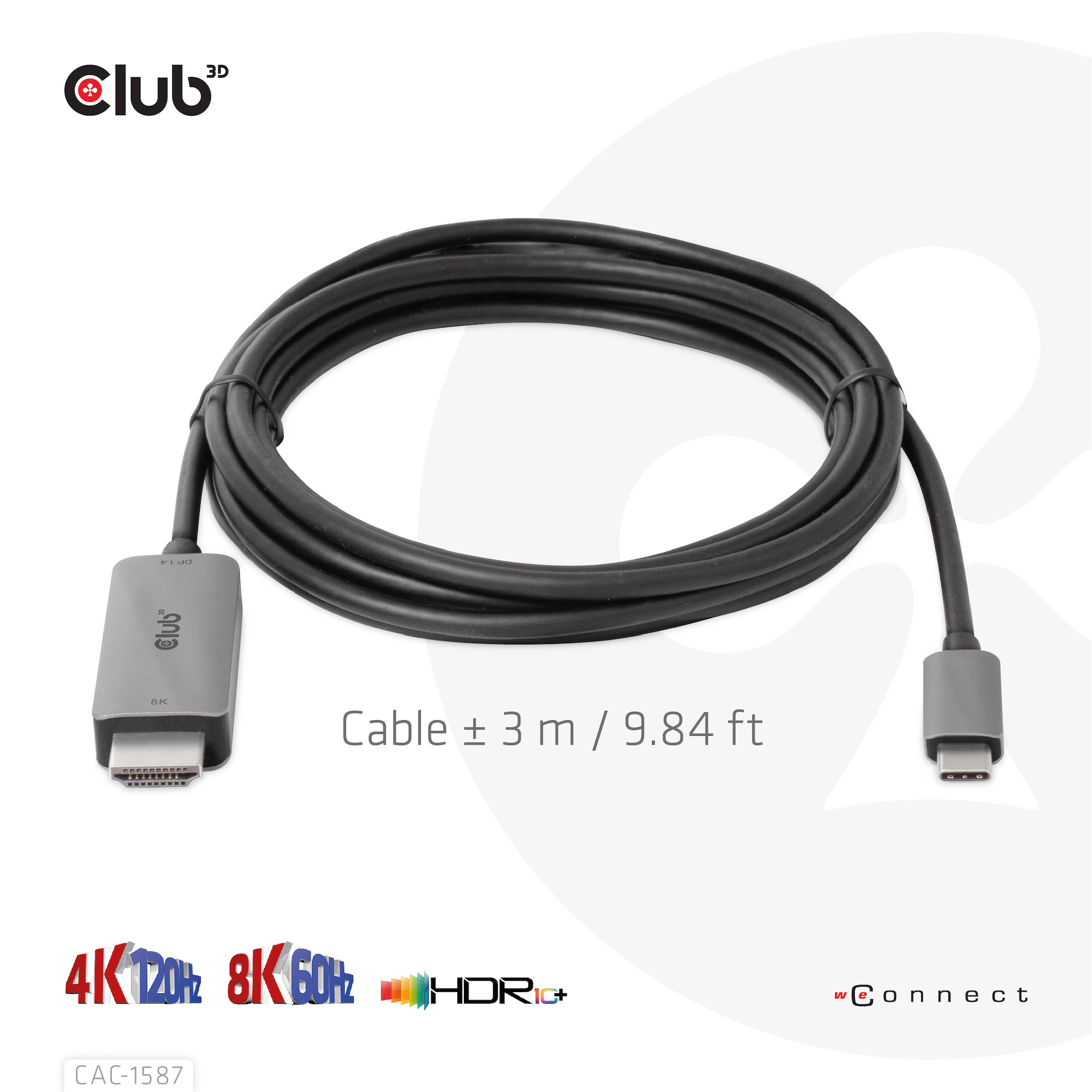 Club3D Kabel USB 3.2 Typ C > HDMI 2.1 HDR10 4K120Hz 3m akt retail